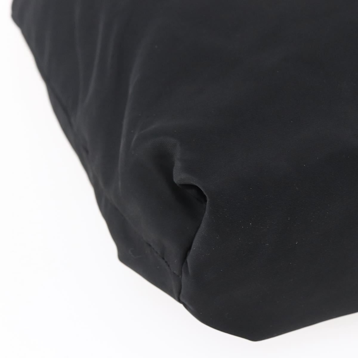 PRADA Tote Bag Nylon Black Silver Auth 148426