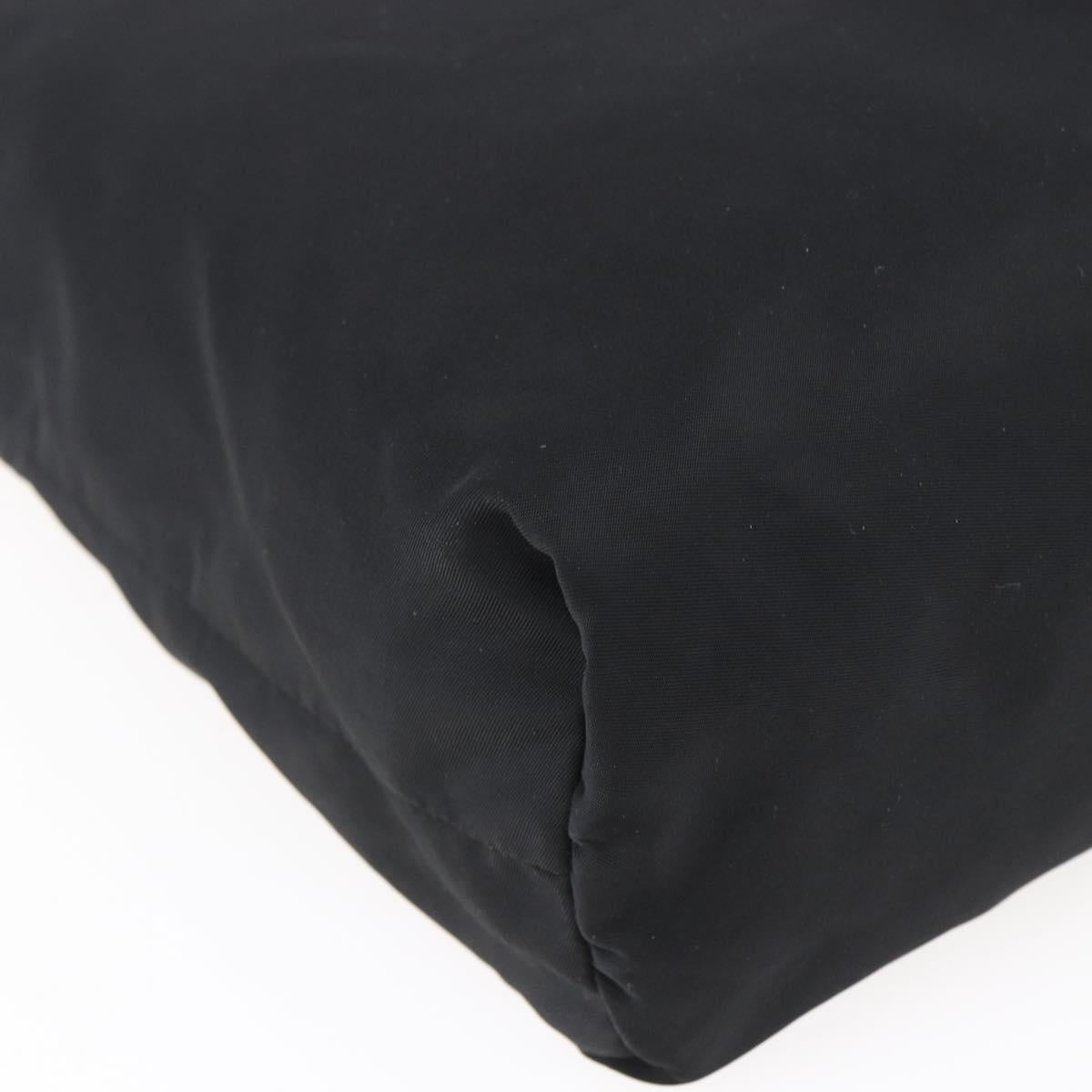 PRADA Tote Bag Nylon Black Silver Auth 148426