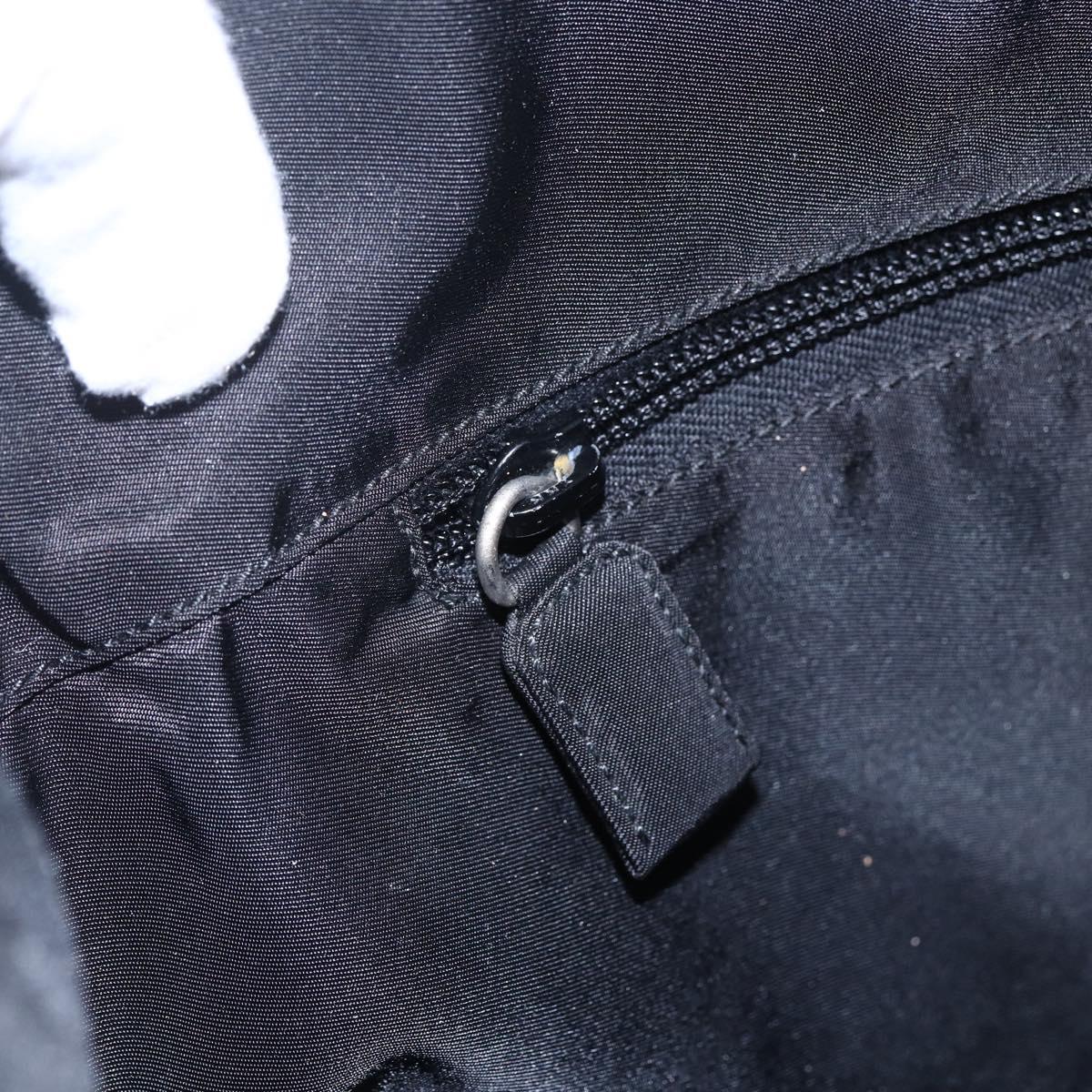 PRADA Tote Bag Nylon Black Silver Auth 148426