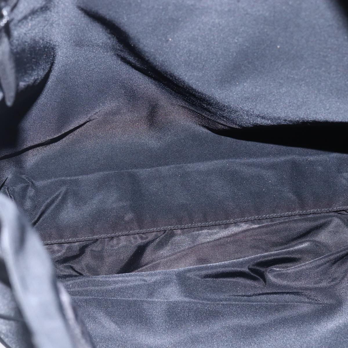 PRADA Tote Bag Nylon Black Silver Auth 148426