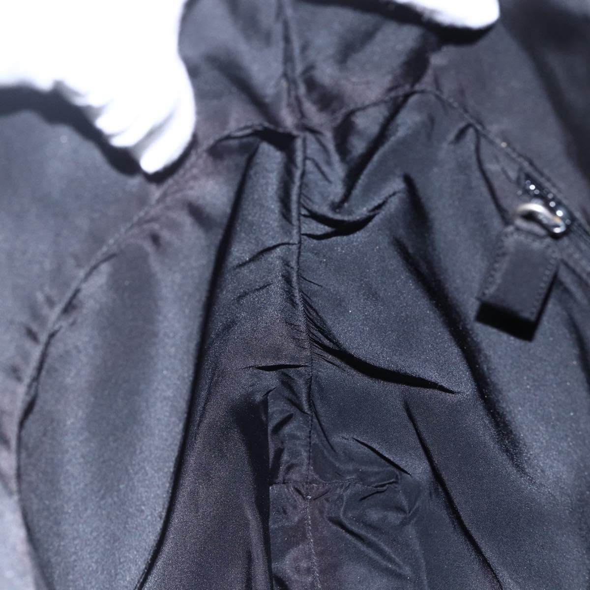 PRADA Tote Bag Nylon Black Silver Auth 148426