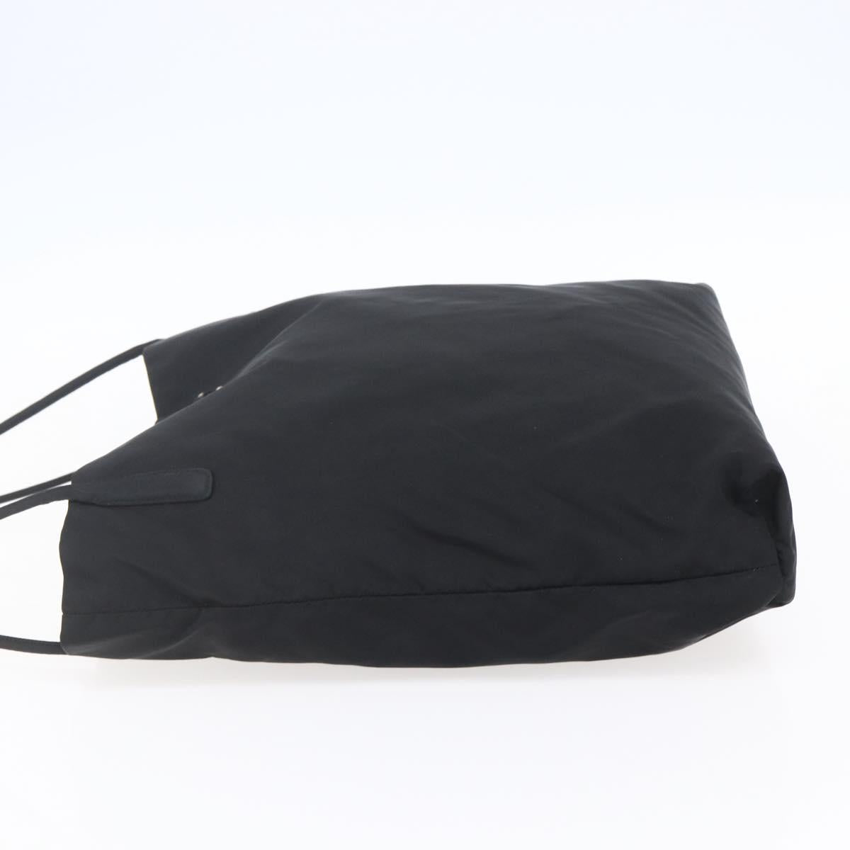 PRADA Tote Bag Nylon Black Silver Auth 148426