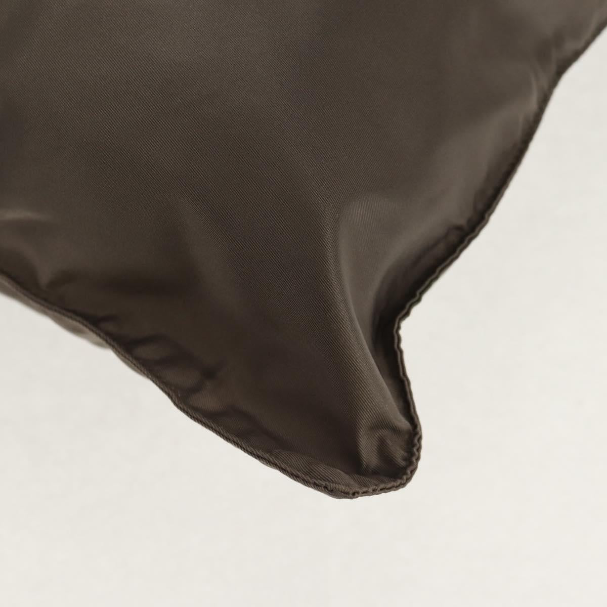 PRADA Tote Bag Nylon Khaki Silver Auth 148428