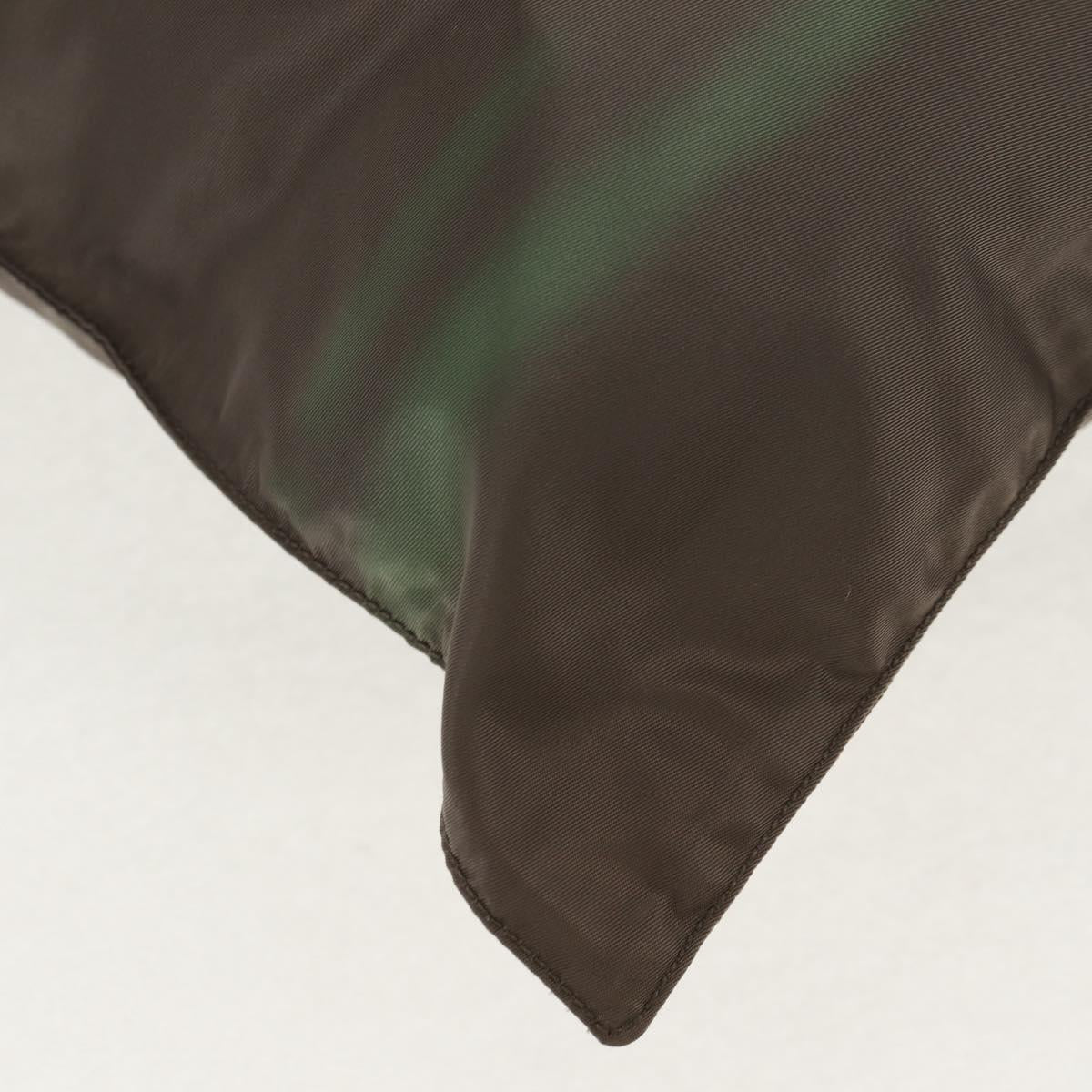 PRADA Tote Bag Nylon Khaki Silver Auth 148428