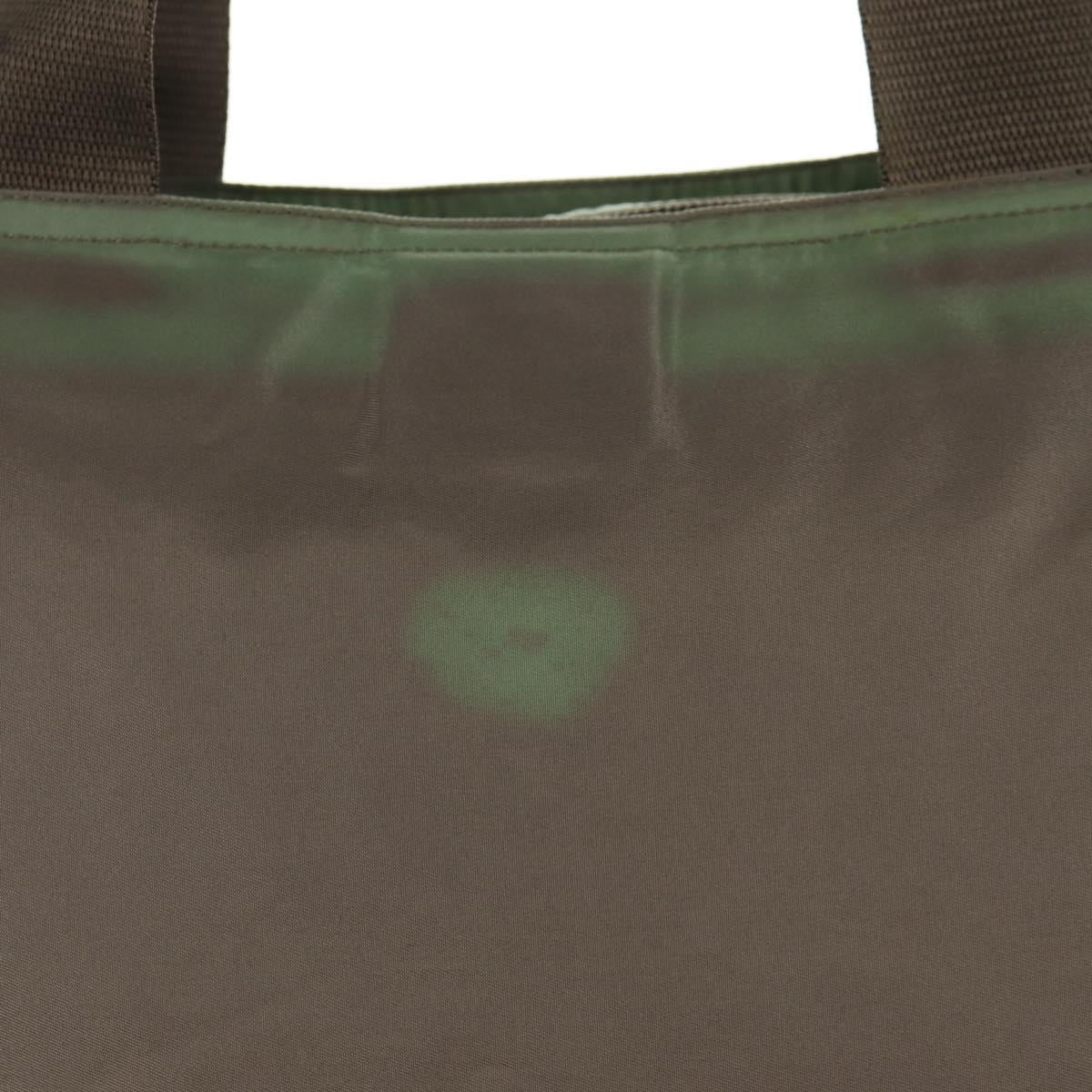 PRADA Tote Bag Nylon Khaki Silver Auth 148428