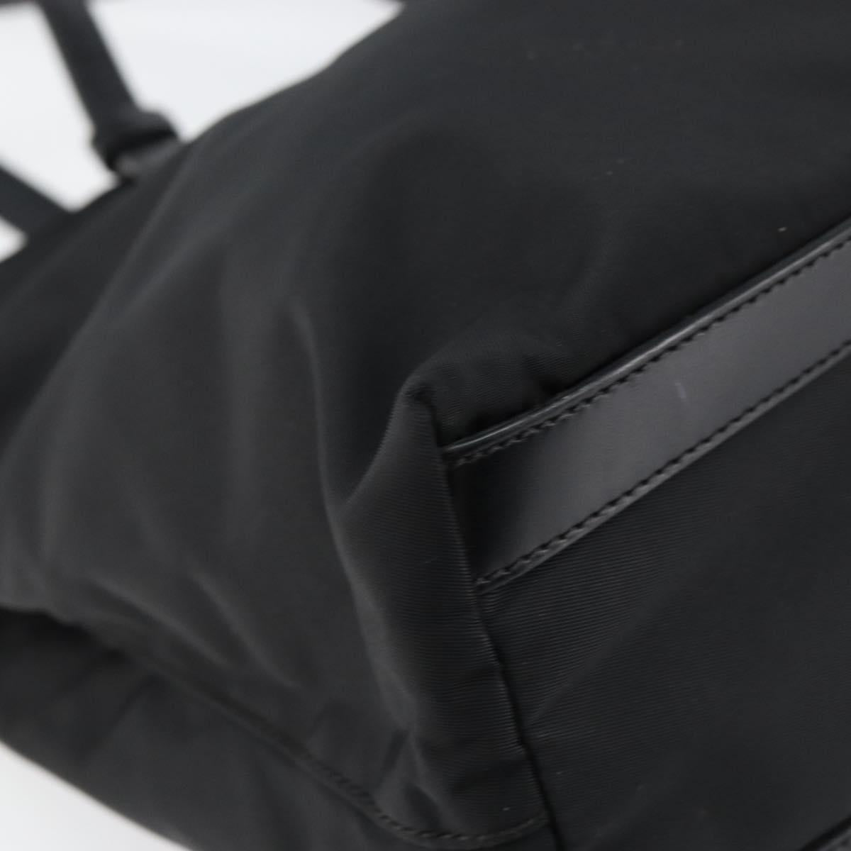 PRADA Tote Bag Nylon Black Silver Auth 148430