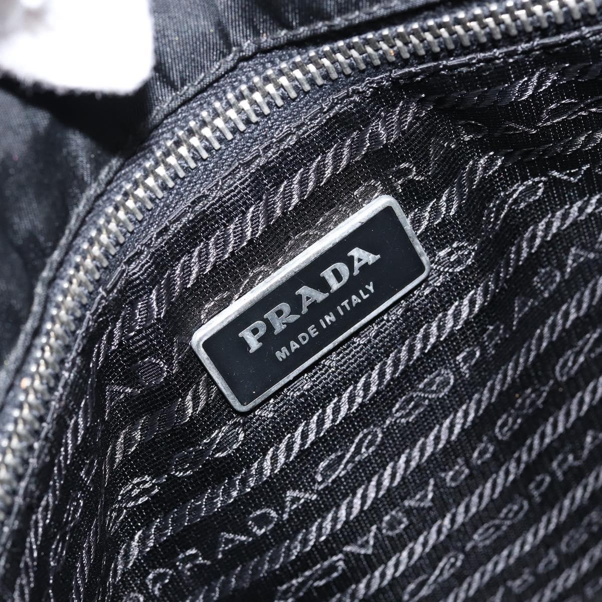PRADA Tote Bag Nylon Black Silver Auth 148430