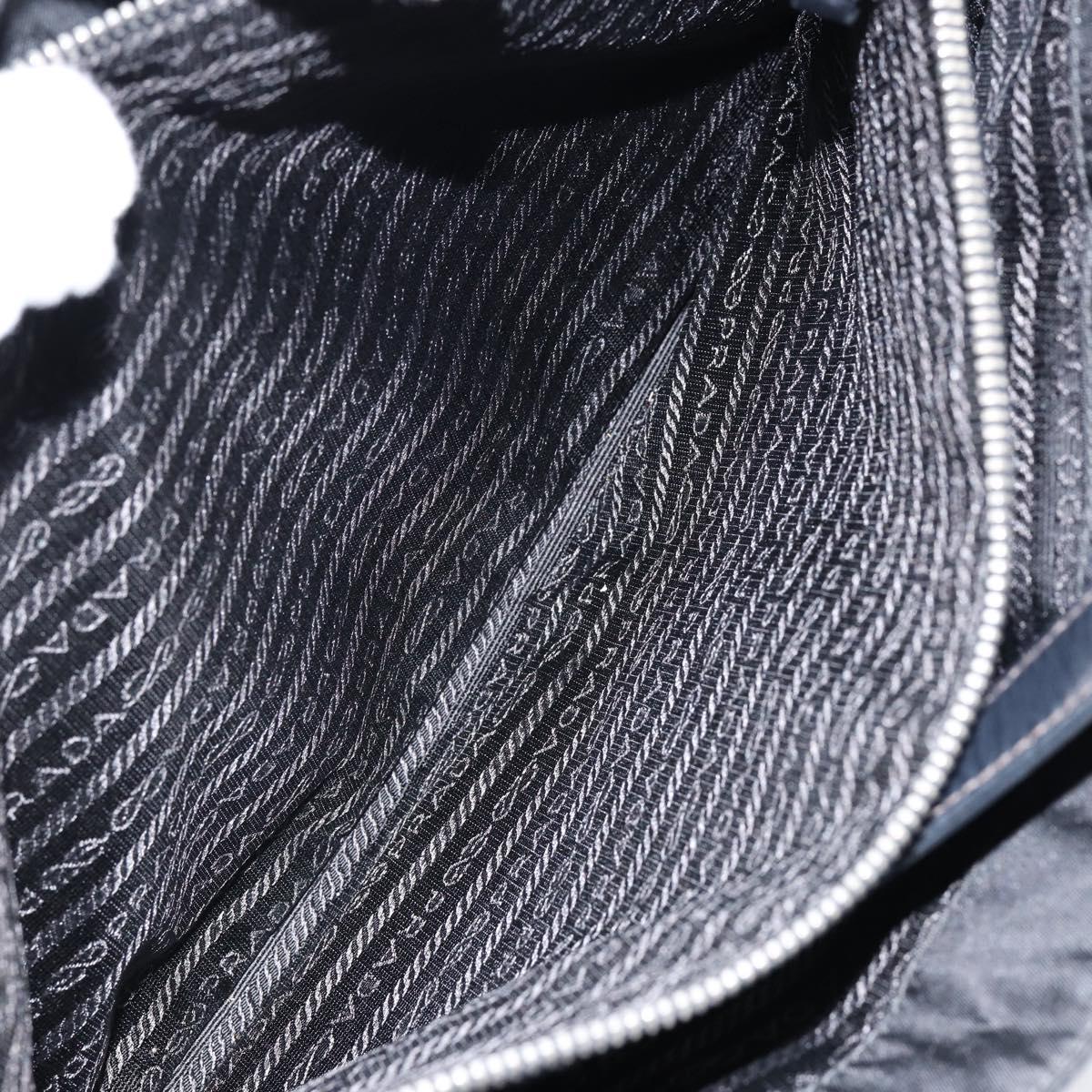 PRADA Tote Bag Nylon Black Silver Auth 148430