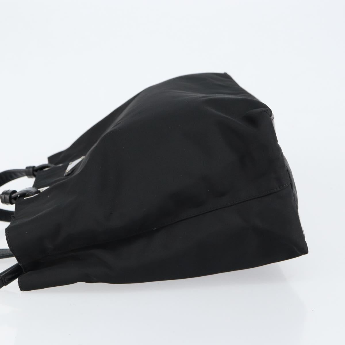 PRADA Tote Bag Nylon Black Silver Auth 148430