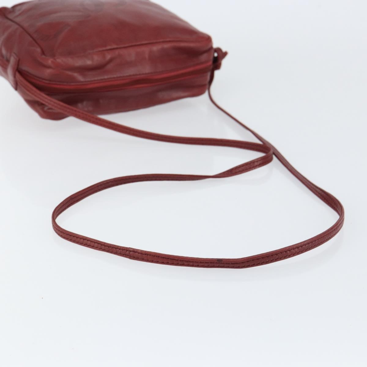 LOEWE Anagram Shoulder Bag Leather Bordeaux Auth 148431