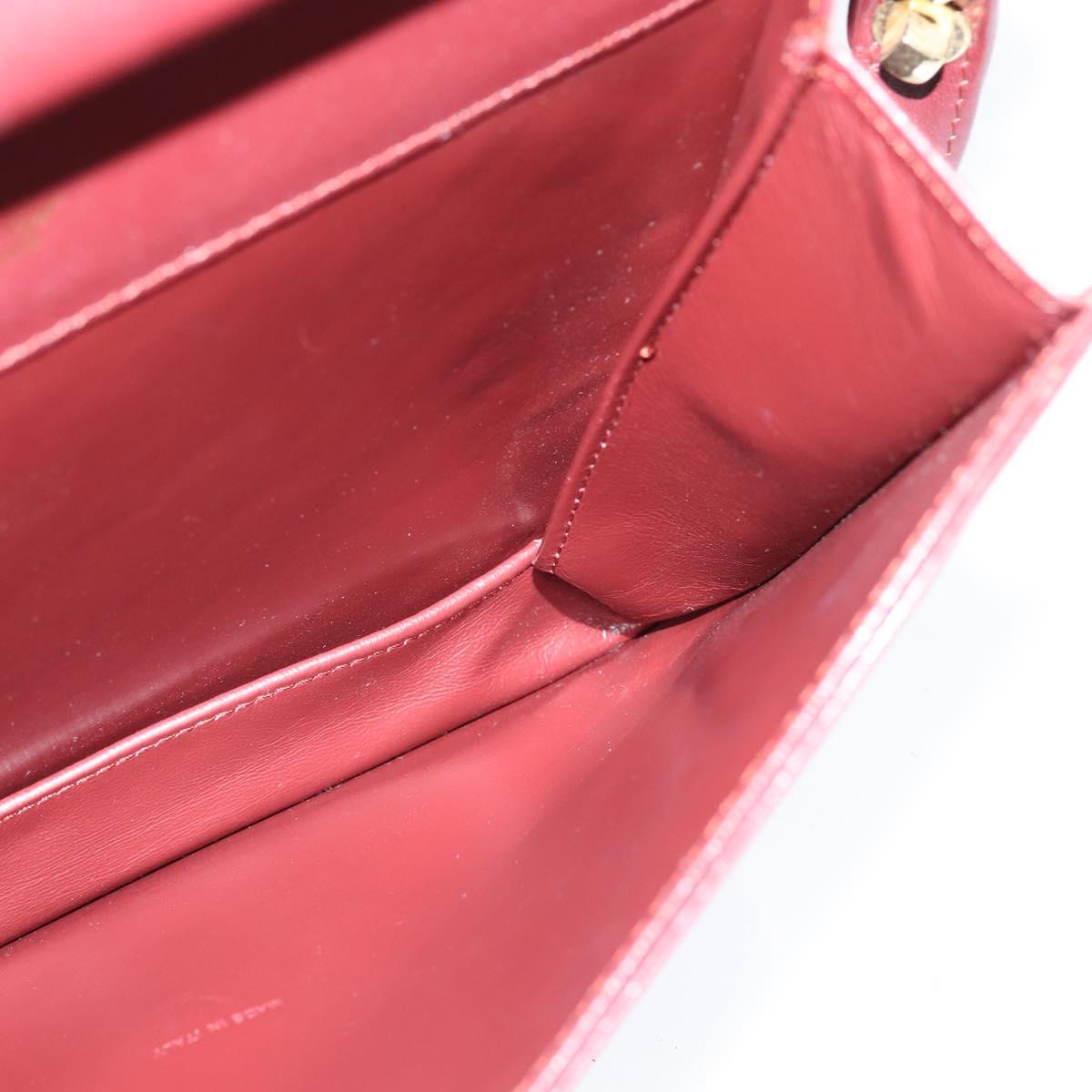 CARTIER Must Line Shoulder Bag Leather Bordeaux Gold Auth 148432