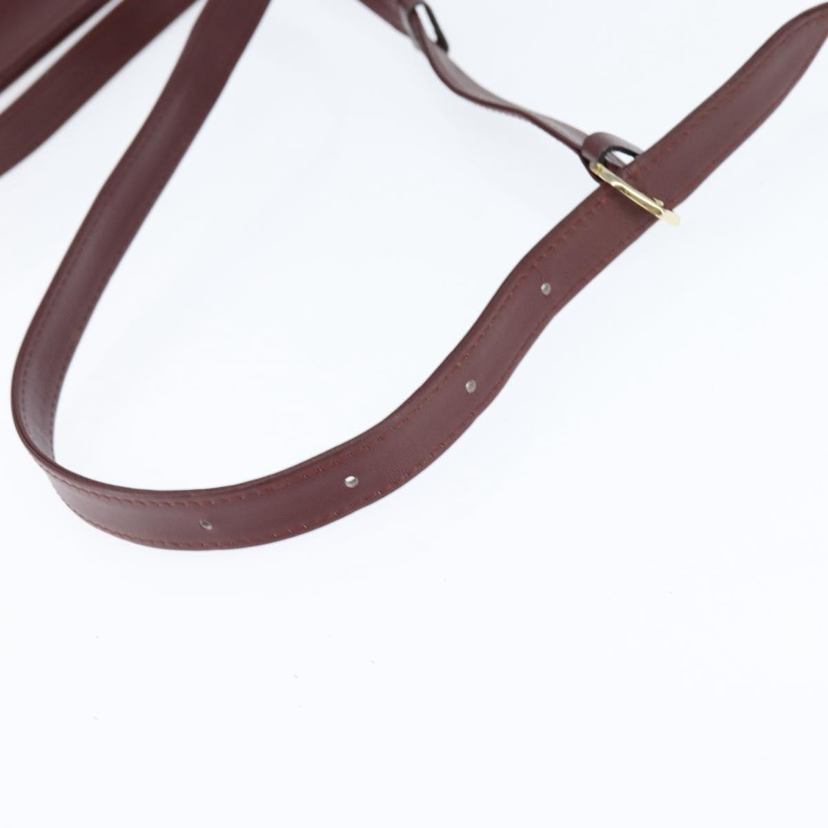CARTIER Must Line Shoulder Bag Leather Bordeaux Gold Auth 148432