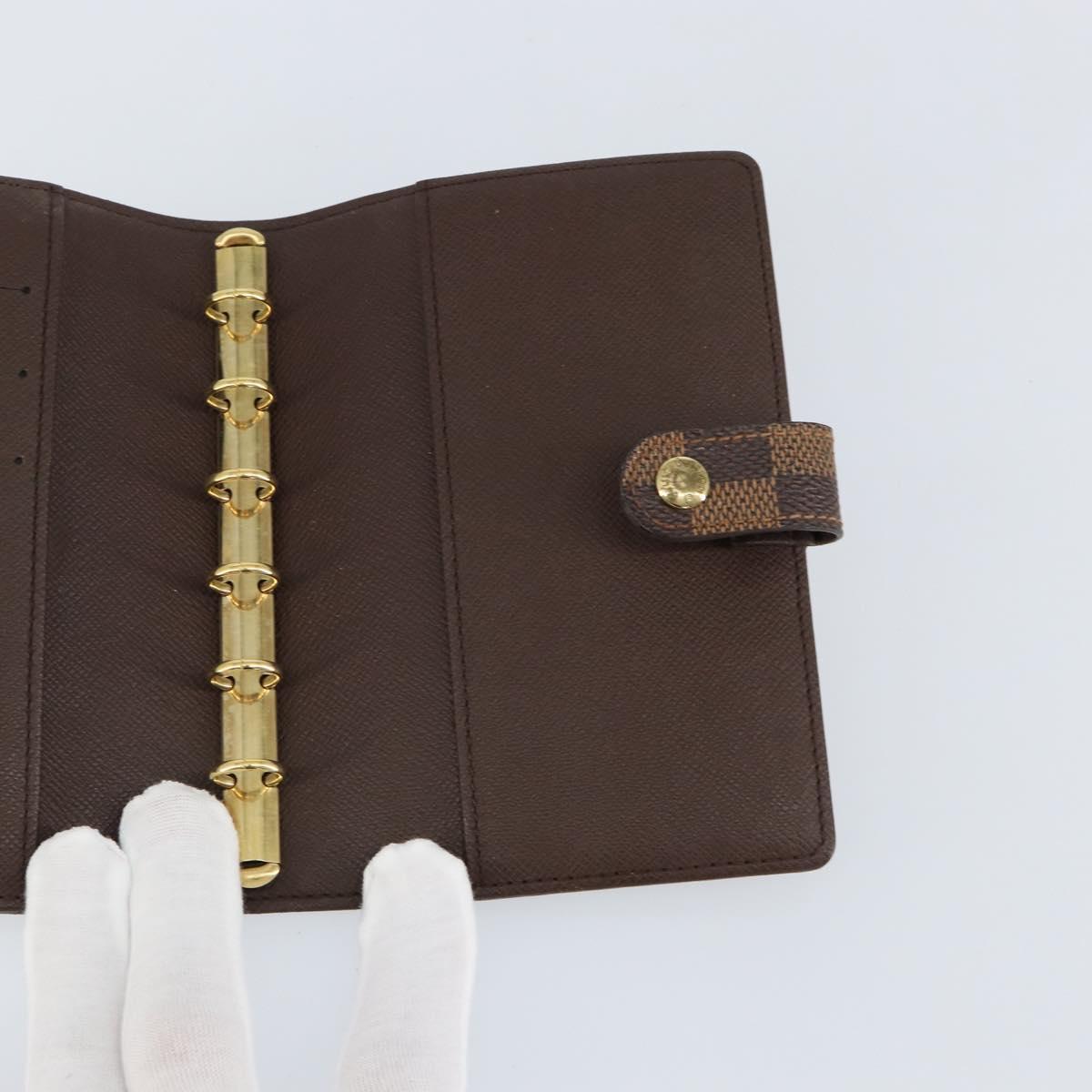 LOUIS VUITTON Damier Ebene Agenda PM Day Planner Cover R20700 LV Auth 148433