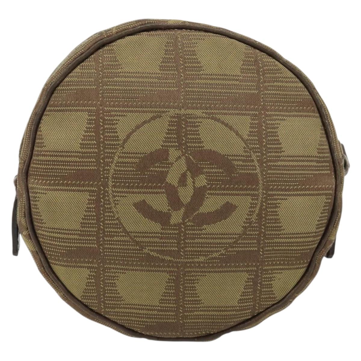 CHANEL New Travel line Pouch Nylon Beige CC Auth 148436