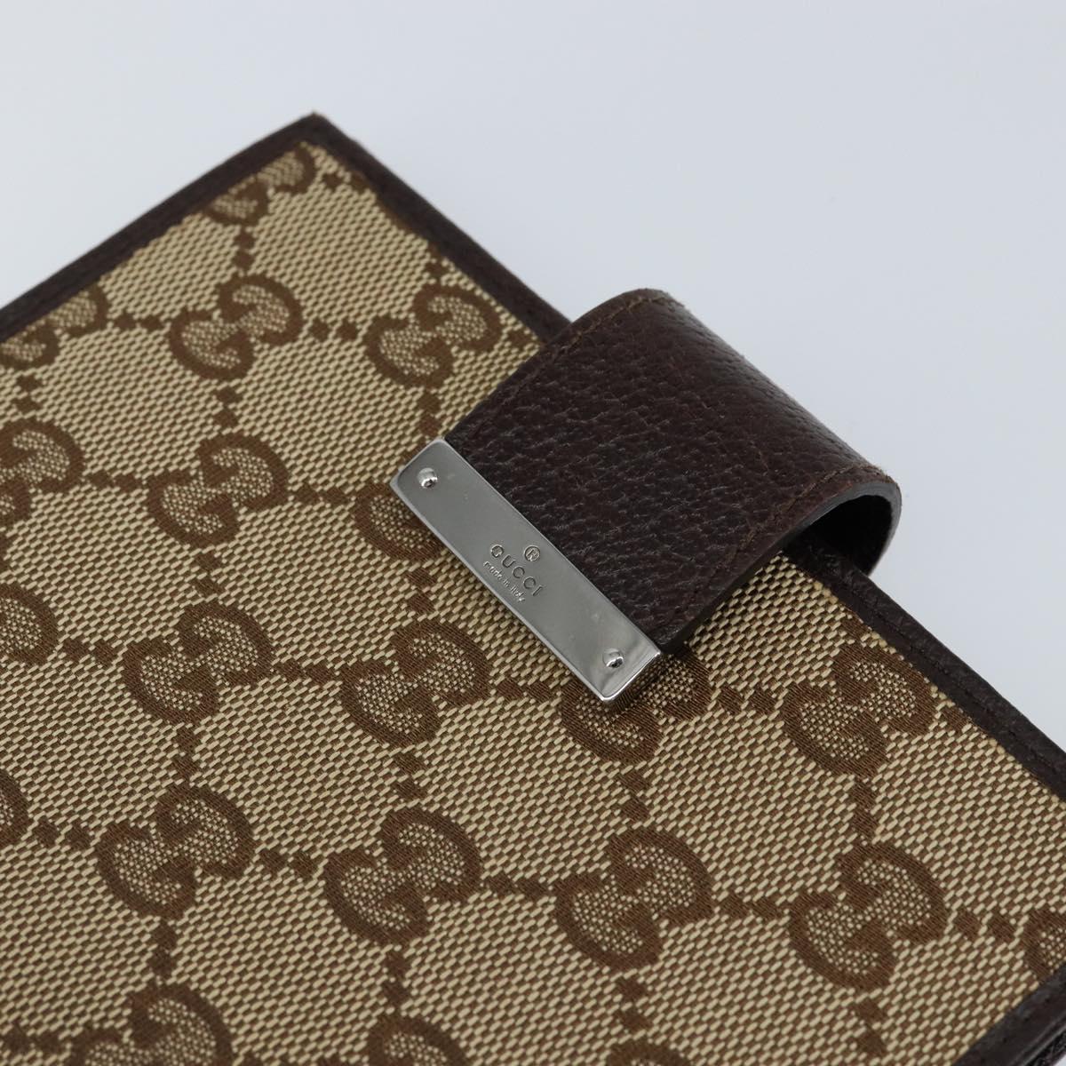GUCCI GG Canvas Day Planner Cover Beige Silver 115240 Auth 148437