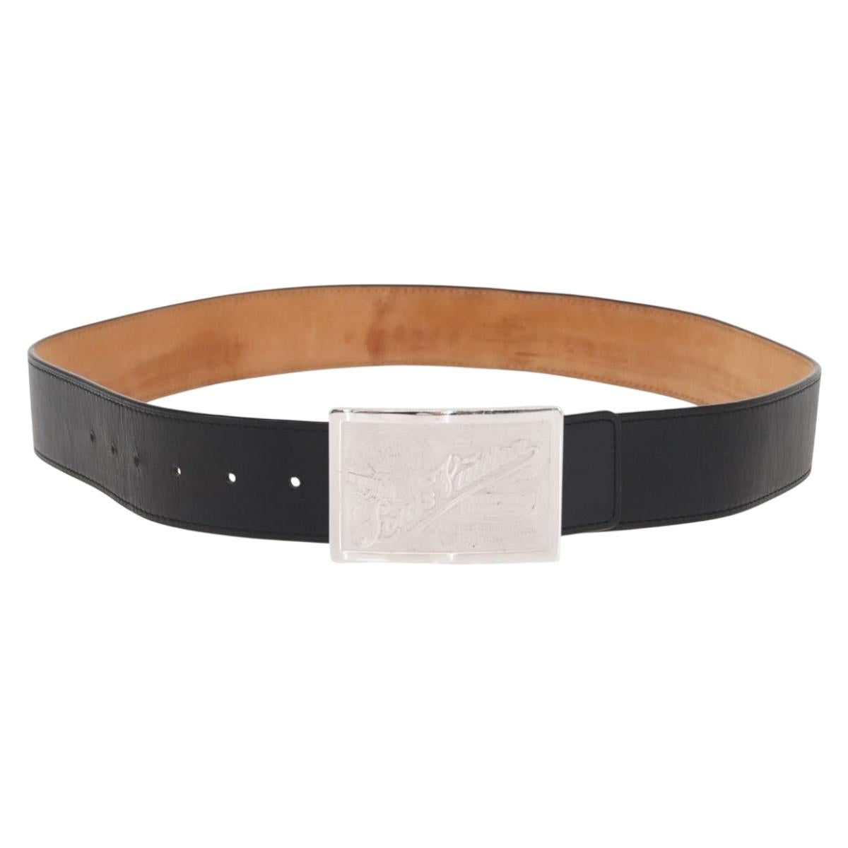 LOUIS VUITTON Ceinture jeans Belt Leather 40.9"" Black LV Auth 148441