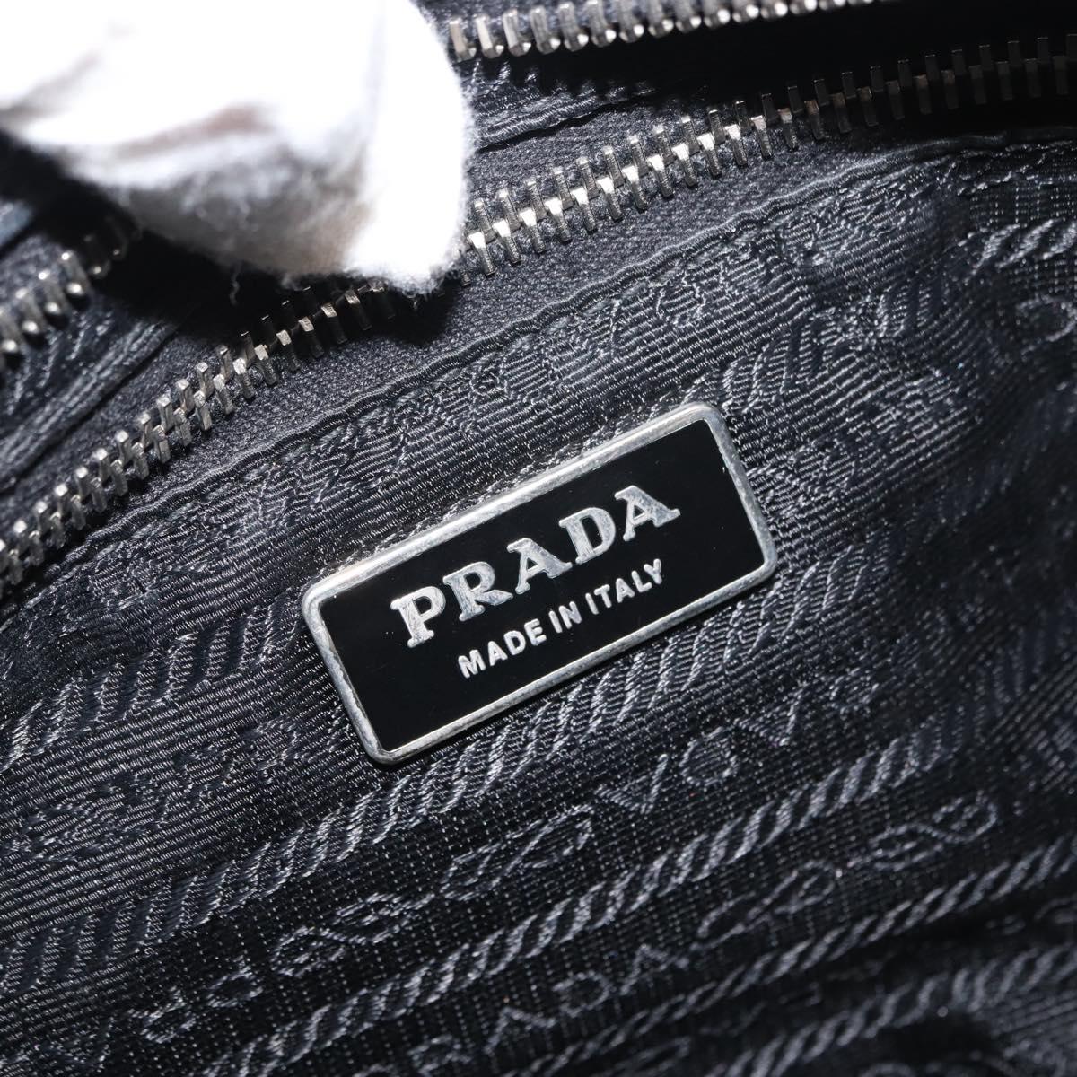 PRADA Shoulder Bag Nylon Black Silver Auth 148452