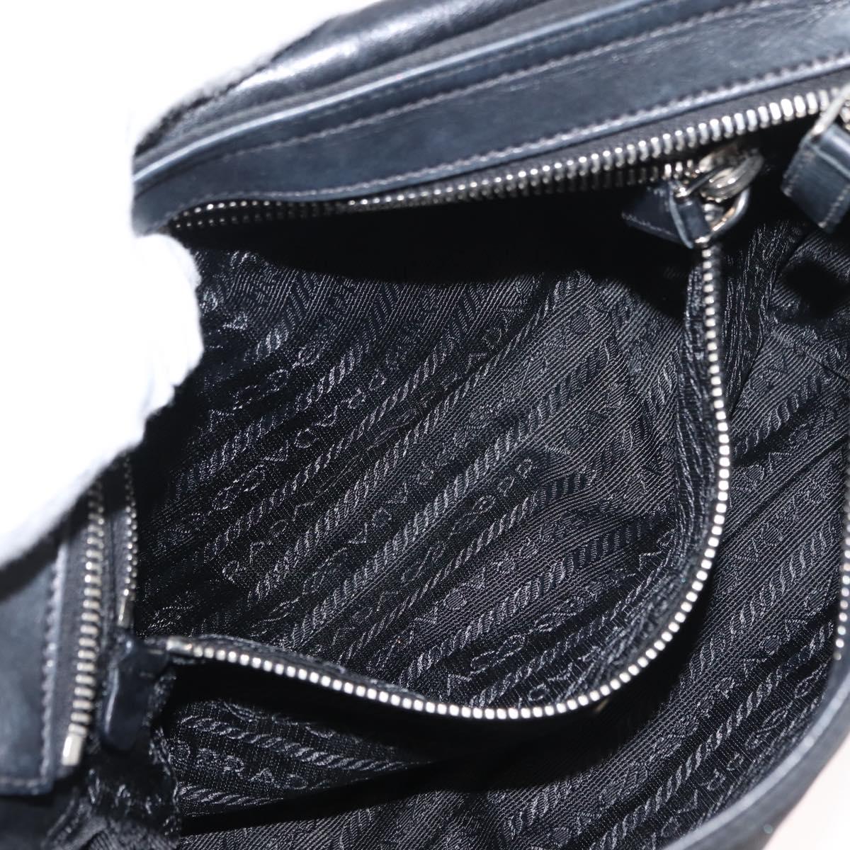 PRADA Shoulder Bag Nylon Black Silver Auth 148452