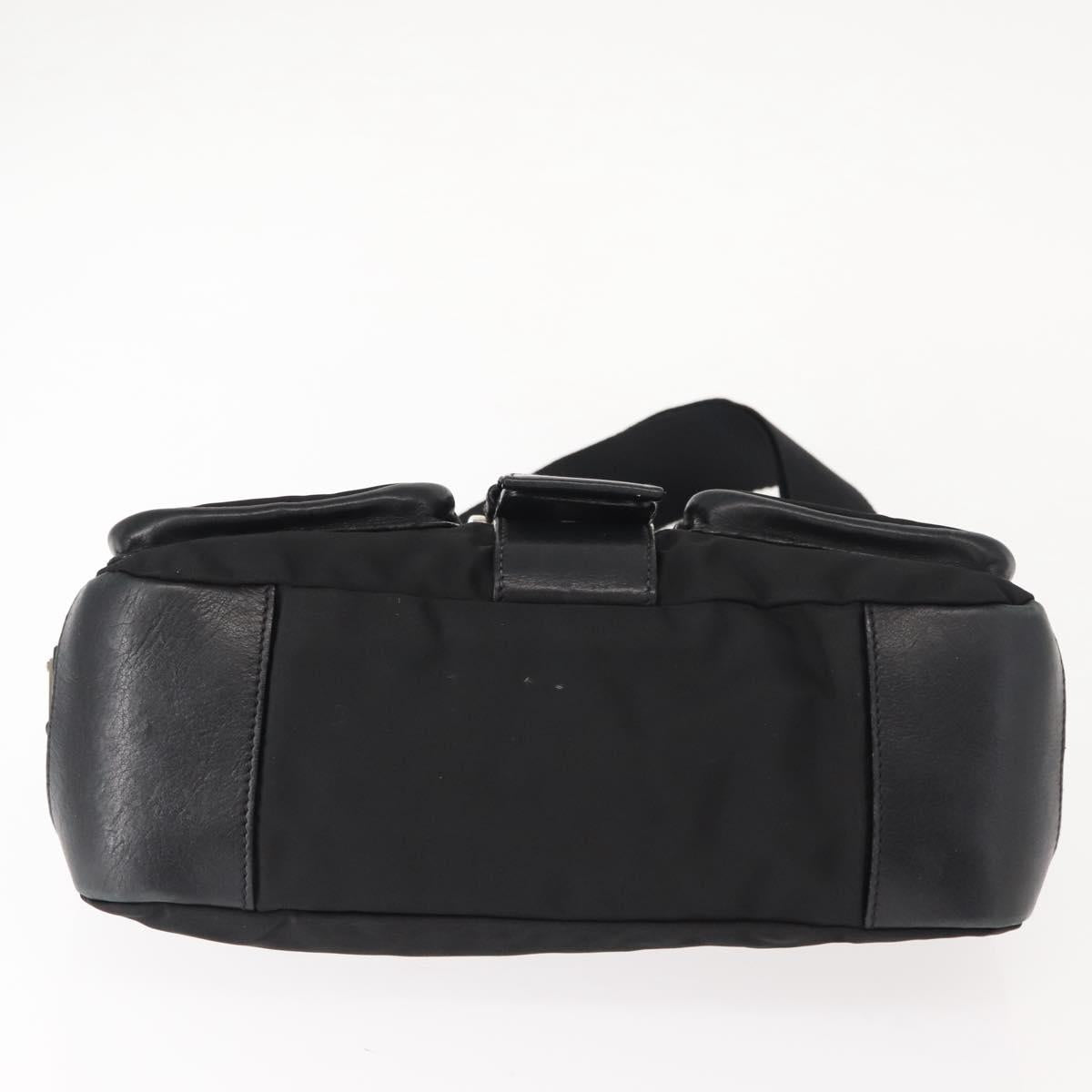 PRADA Shoulder Bag Nylon Black Silver Auth 148452