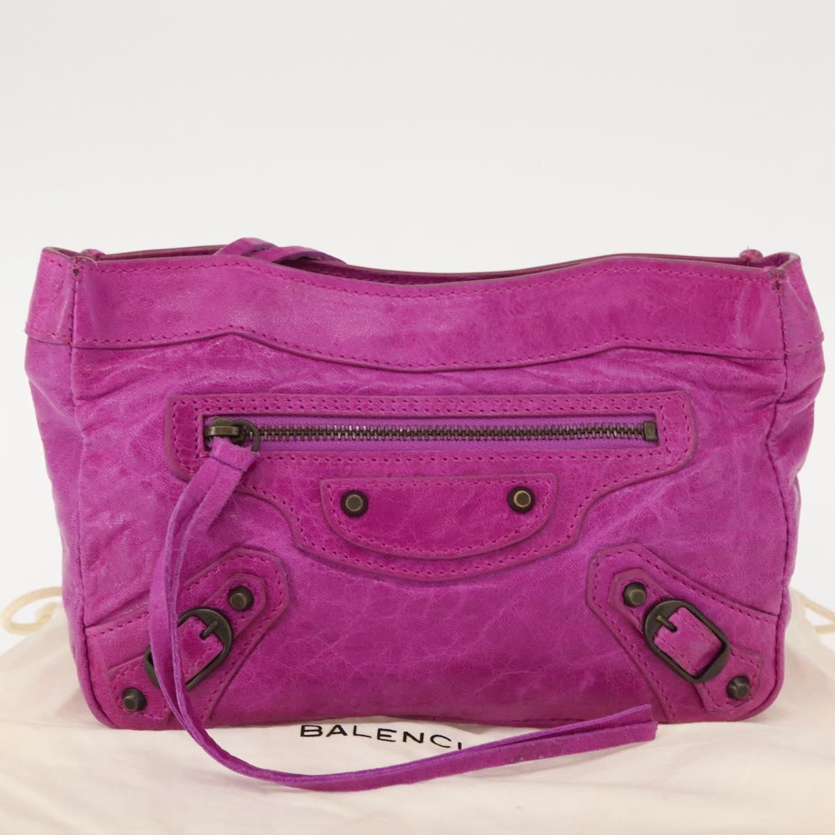 BALENCIAGA Classic Pouch Leather Purple 110481 Auth 148453