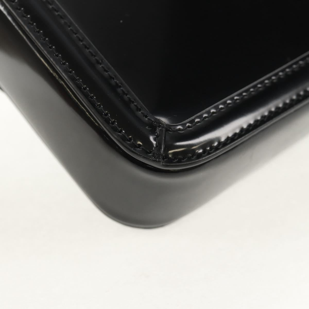 SAINT LAURENT Solferino Shoulder Bag Patent leather Black Silver Auth 148457SAM