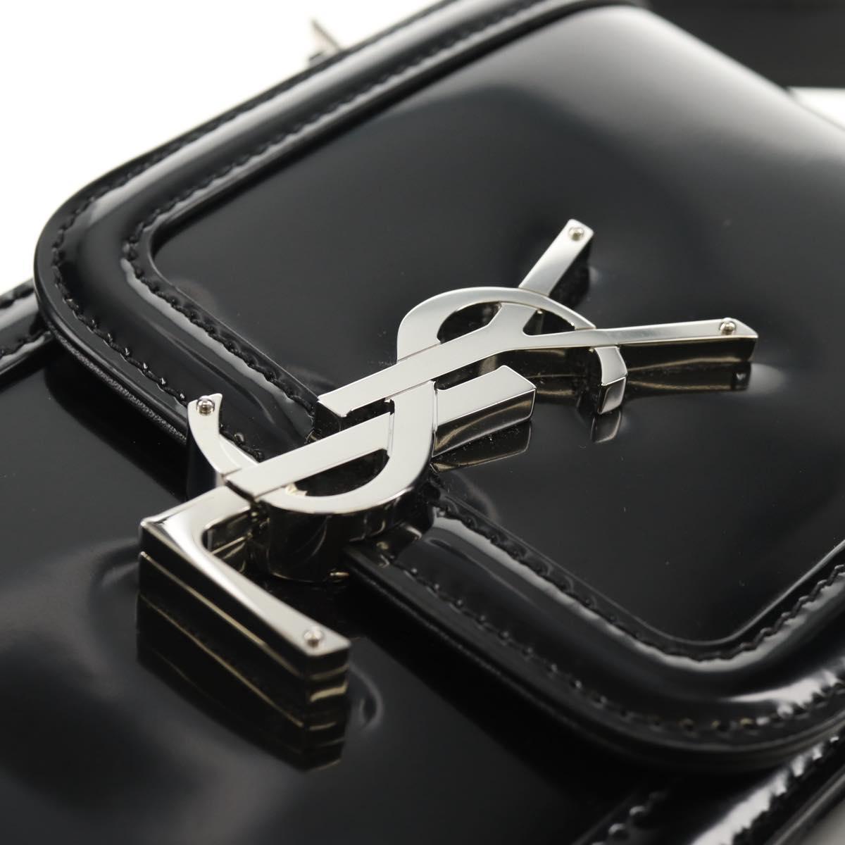 SAINT LAURENT Solferino Shoulder Bag Patent leather Black Silver Auth 148457SAM