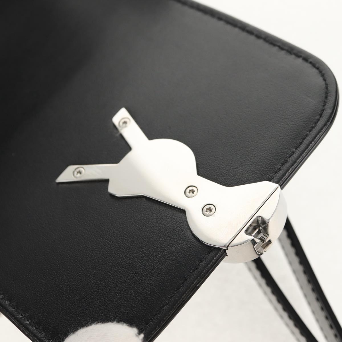 SAINT LAURENT Solferino Shoulder Bag Patent leather Black Silver Auth 148457SAM