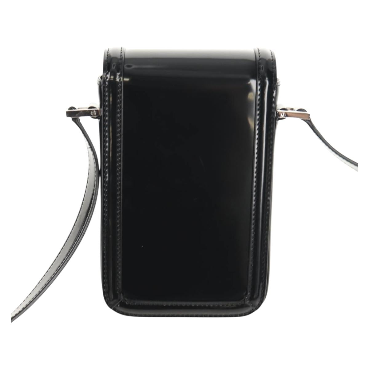 SAINT LAURENT Solferino Shoulder Bag Patent leather Black Silver Auth 148457SAM