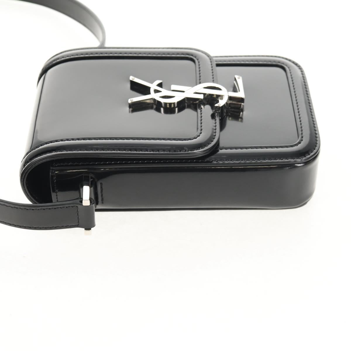 SAINT LAURENT Solferino Shoulder Bag Patent leather Black Silver Auth 148457SAM