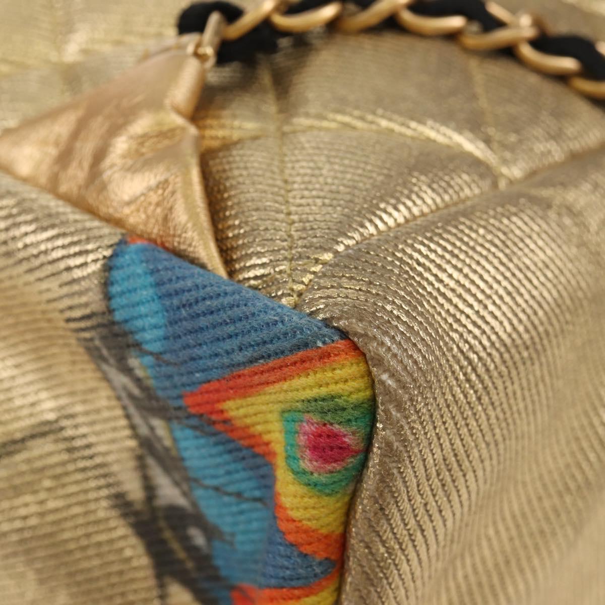 CHANEL Graffiti Backpack Canvas Gold CC Auth 148460SAM