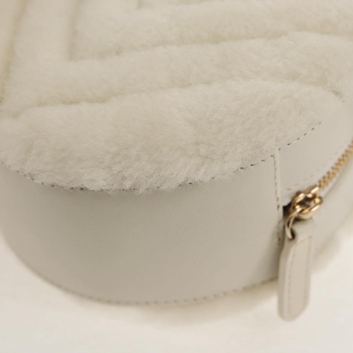 CHANEL V Stitch Chain Shoulder Bag Mouton White Gold CC Auth 148461AM