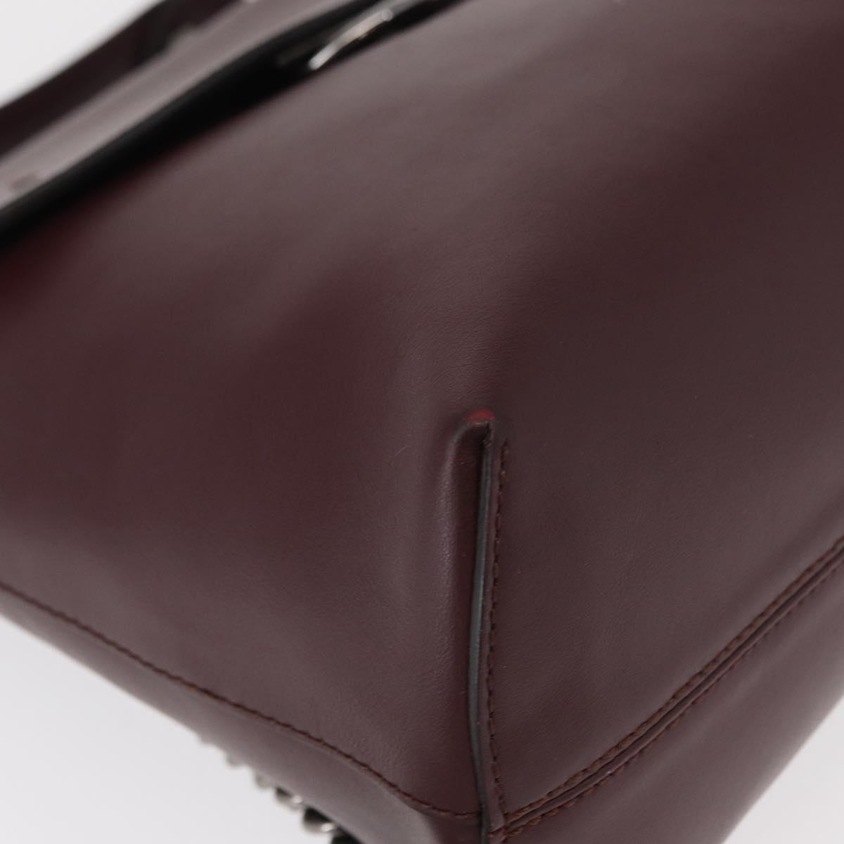 FENDI Back To School Backpack Leather 2way Bordeaux Silver Auth 148468