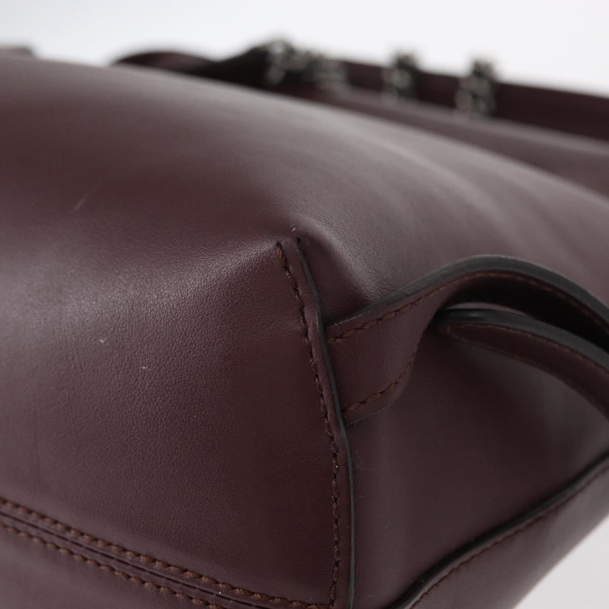 FENDI Back To School Backpack Leather 2way Bordeaux Silver Auth 148468