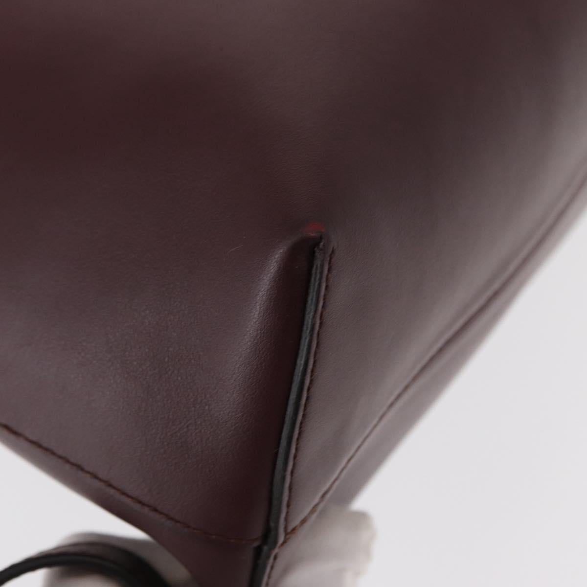 FENDI Back To School Backpack Leather 2way Bordeaux Silver Auth 148468