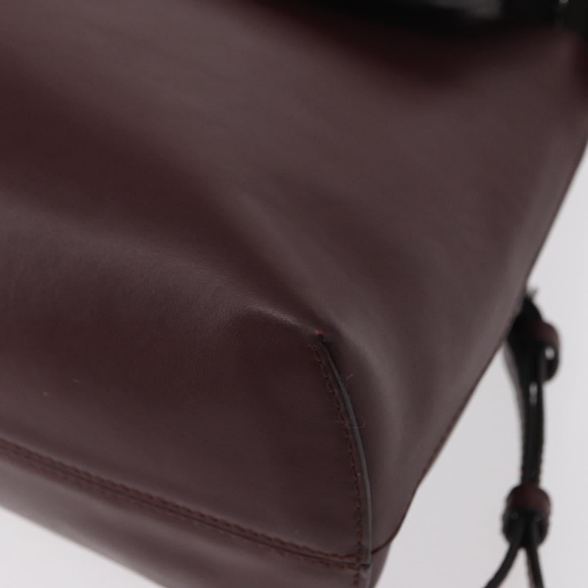 FENDI Back To School Backpack Leather 2way Bordeaux Silver Auth 148468