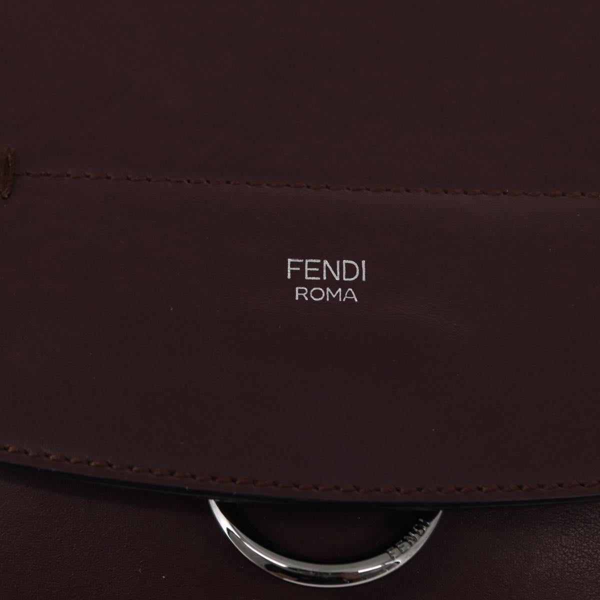 FENDI Back To School Backpack Leather 2way Bordeaux Silver Auth 148468
