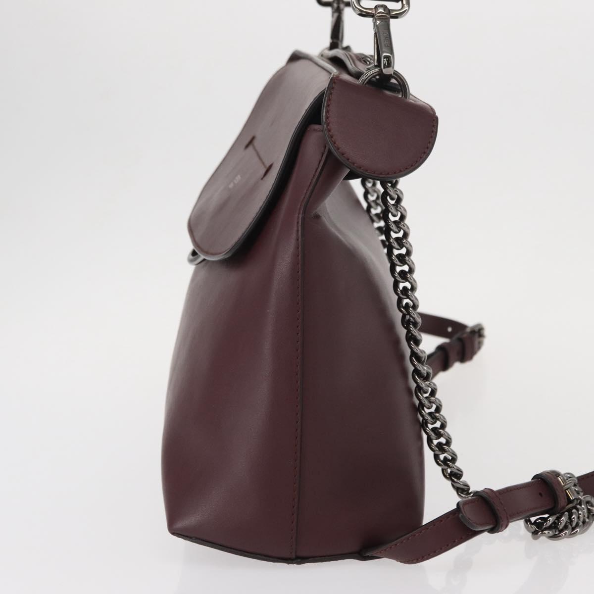 FENDI Back To School Backpack Leather 2way Bordeaux Silver Auth 148468