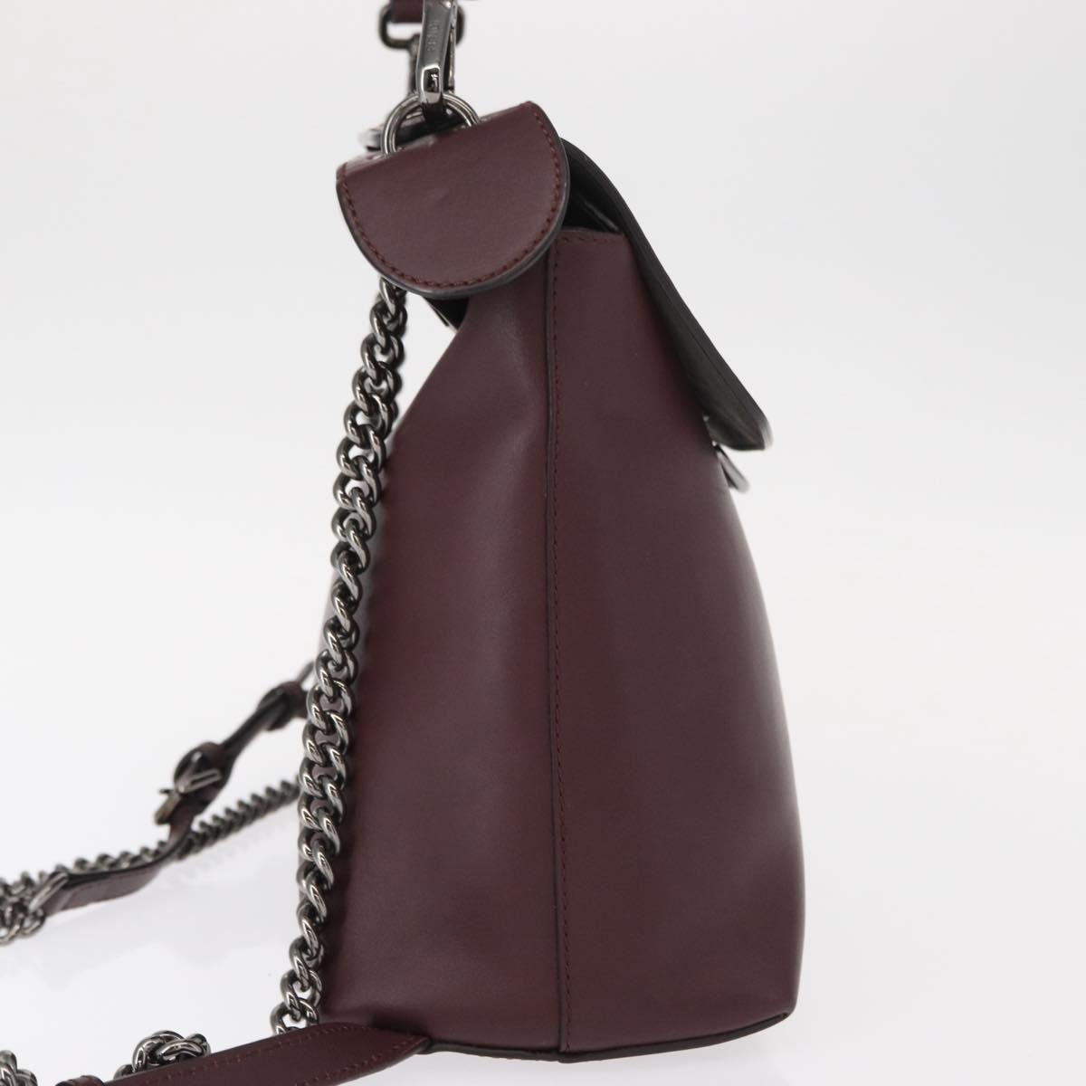 FENDI Back To School Backpack Leather 2way Bordeaux Silver Auth 148468