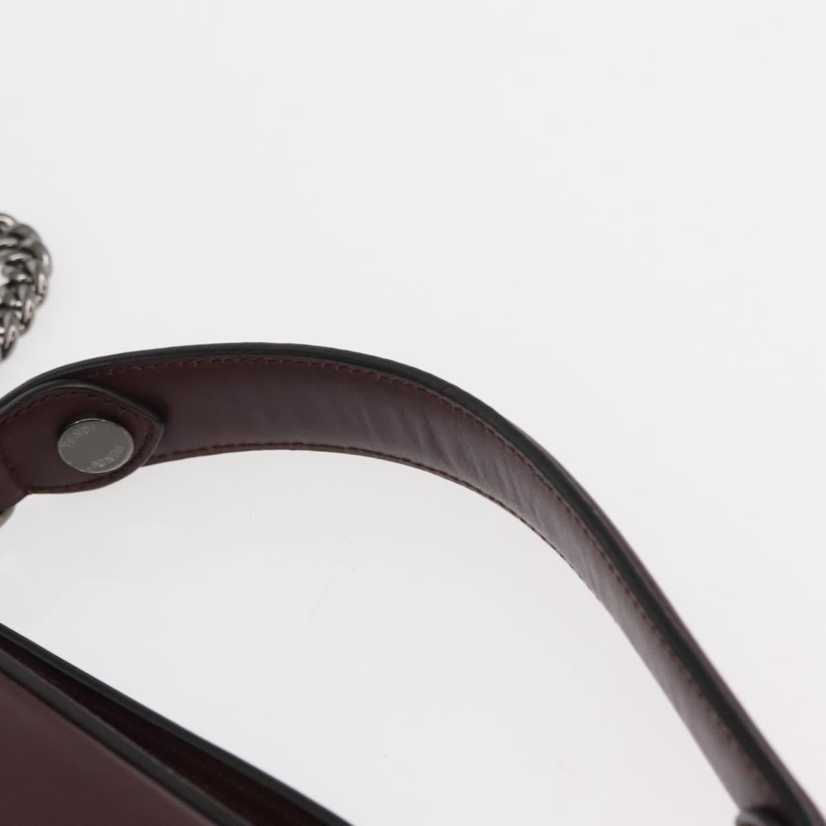 FENDI Back To School Backpack Leather 2way Bordeaux Silver Auth 148468