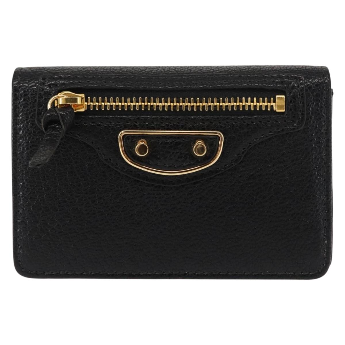 BALENCIAGA Card Case Leather Black 477512 Auth 148472