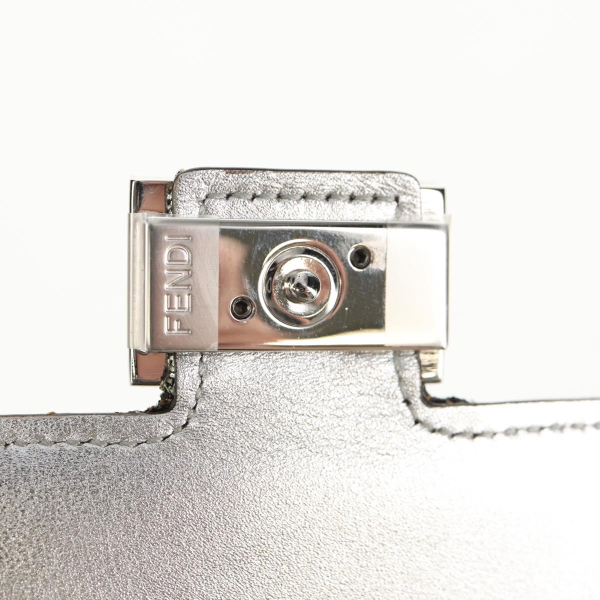 FENDI Zucca Canvas Baguette Wallet Silver Brown Auth 148473M