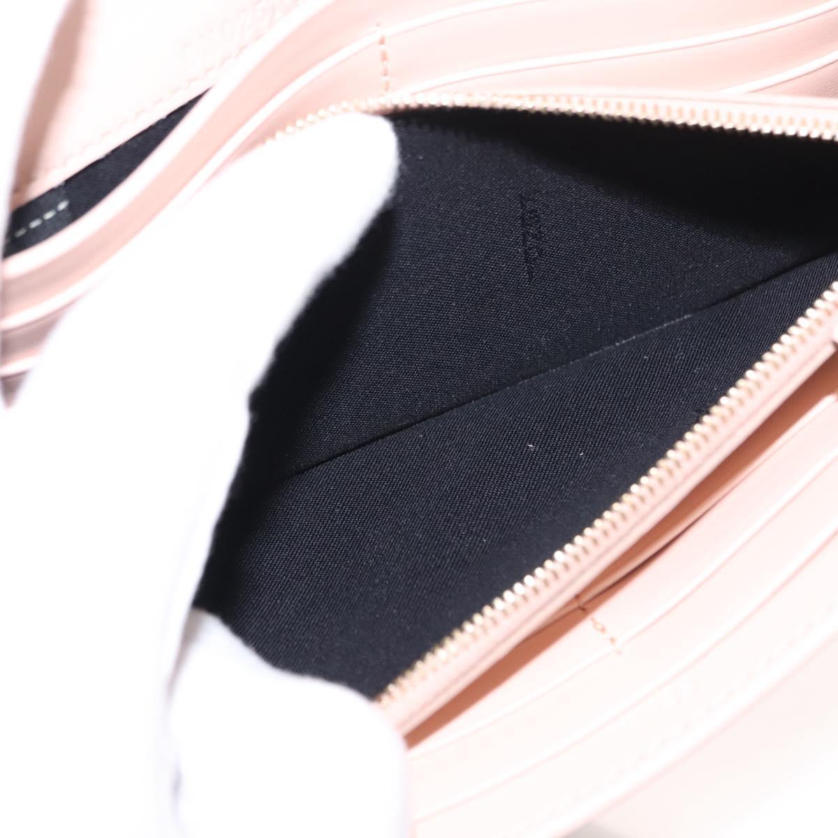 FENDI Long Wallet Leather Pink Gold Auth 148474