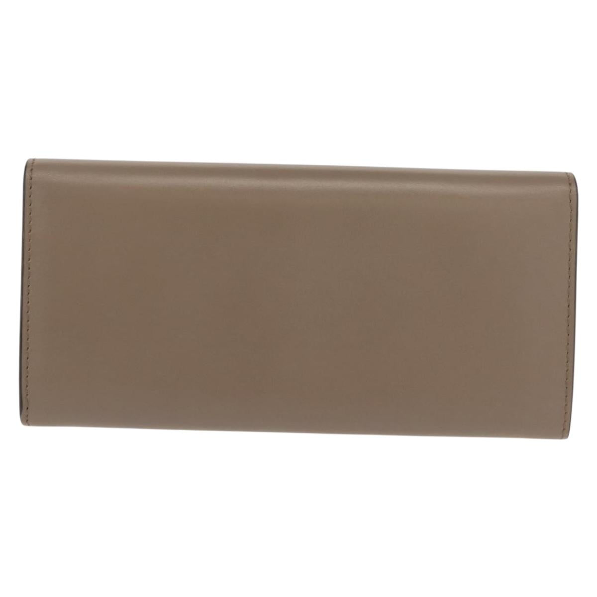 FENDI Long Wallet Leather Beige Gold Auth 148475