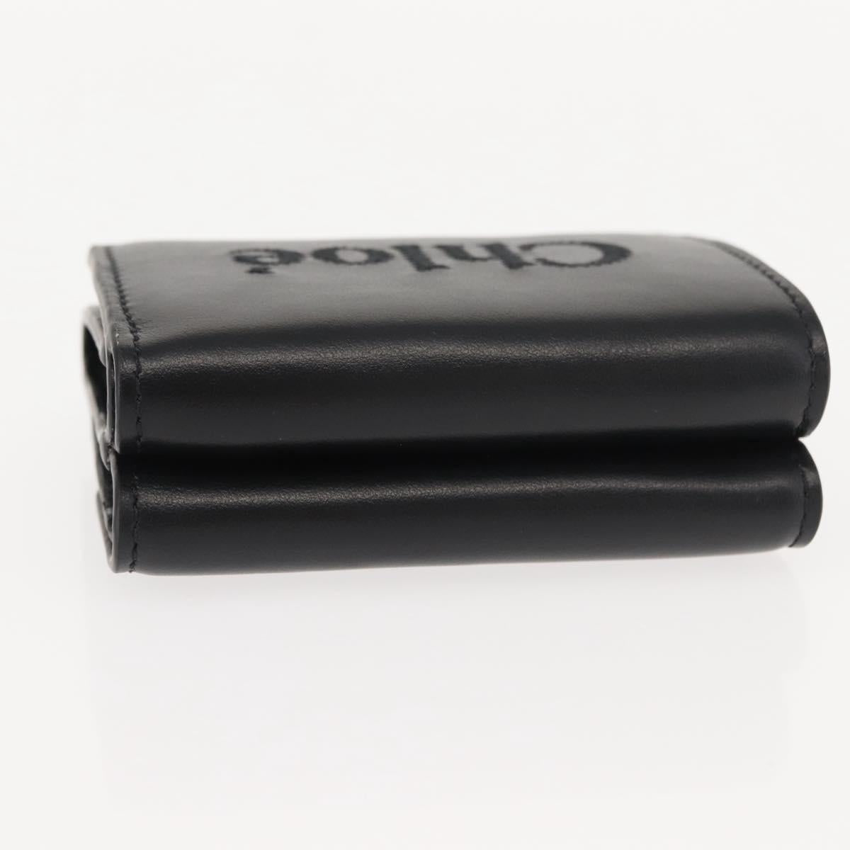 Chloe Sense Wallet Leather Black Auth 148476