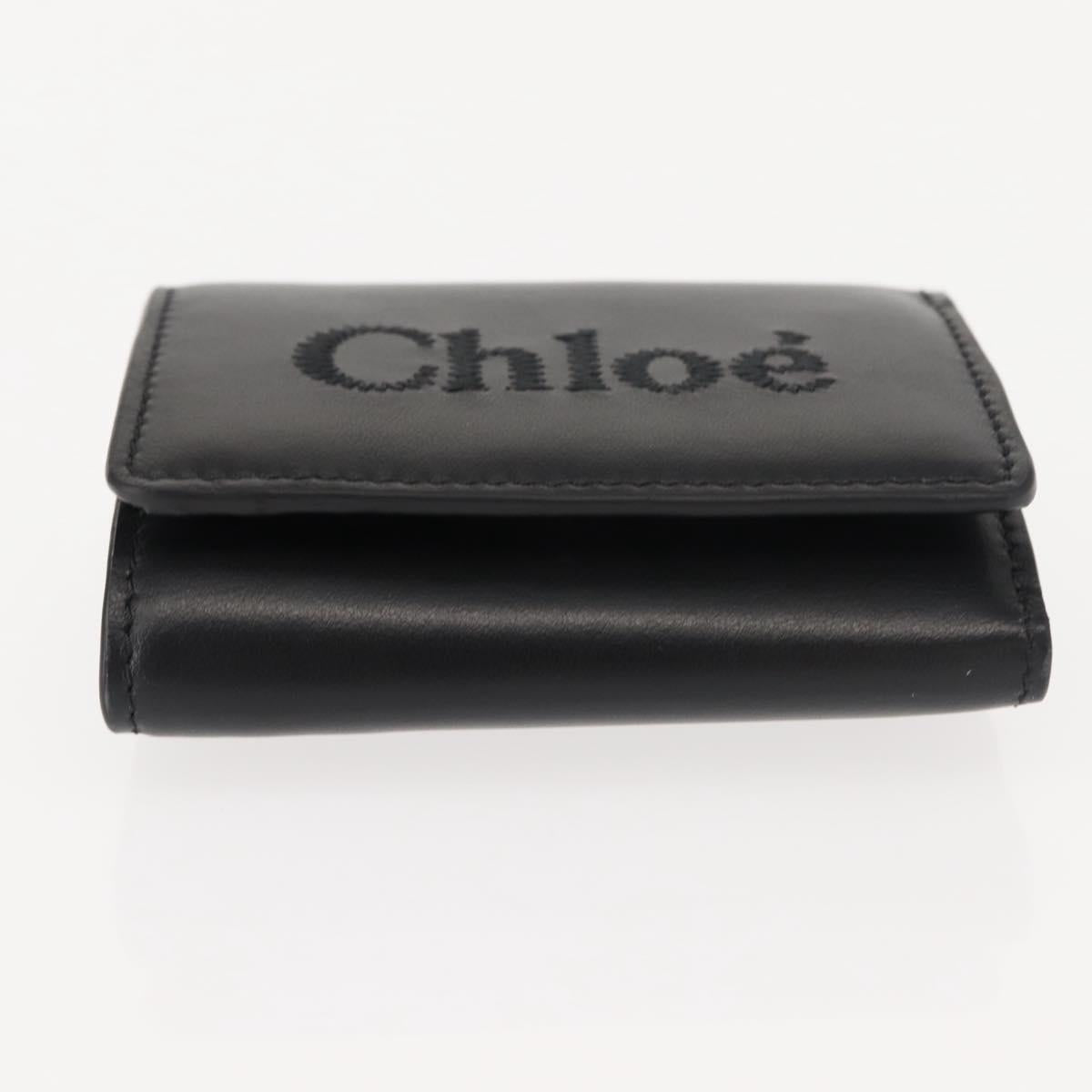 Chloe Sense Wallet Leather Black Auth 148476