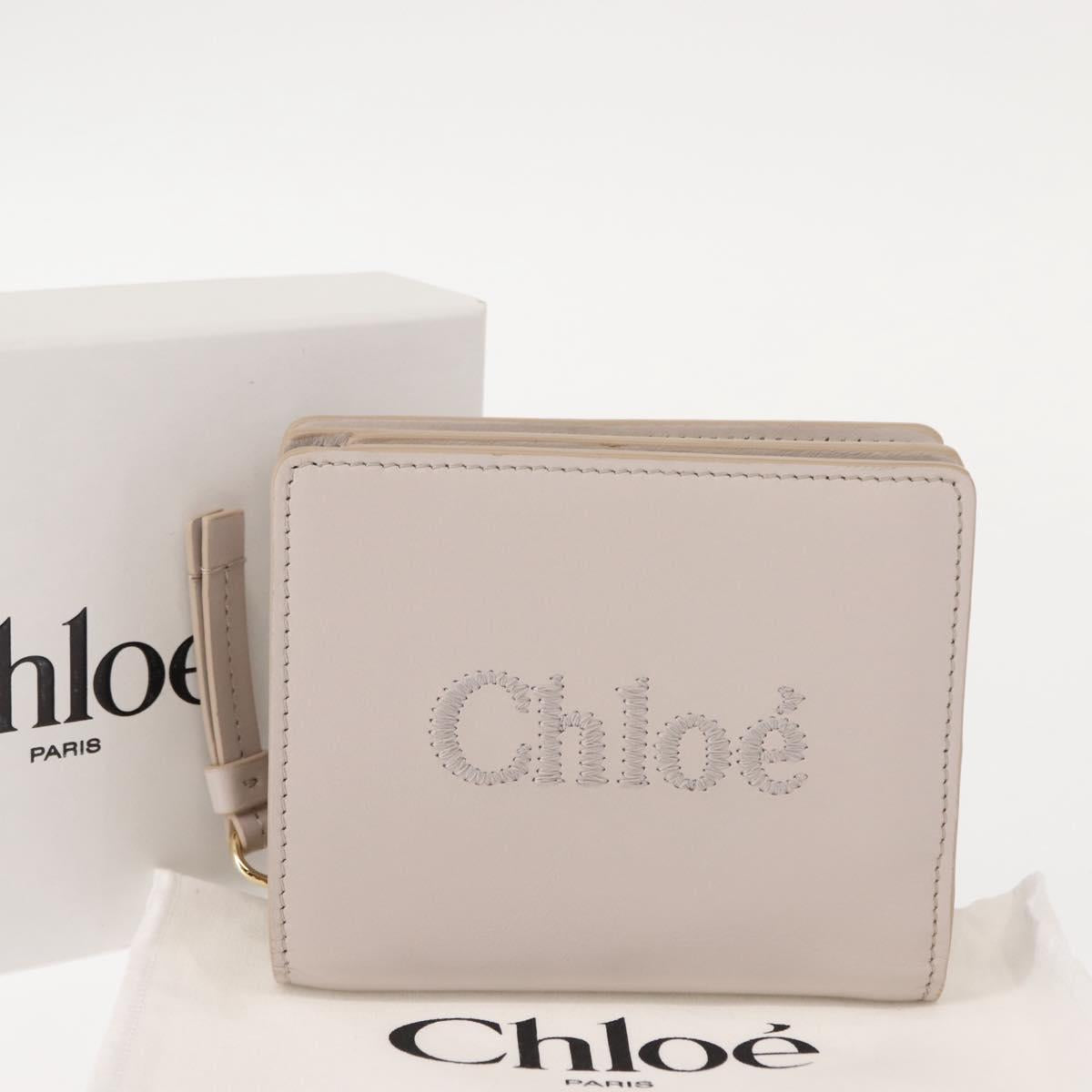 Chloe Sense Wallet Leather Ivory Auth 148477