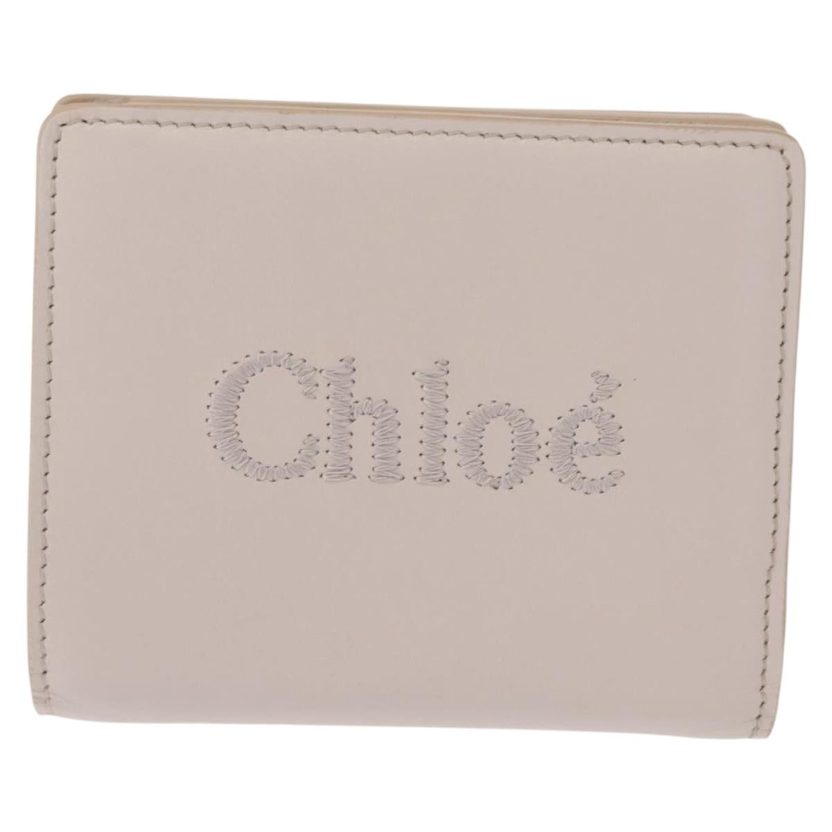 Chloe Sense Wallet Leather Ivory Auth 148477