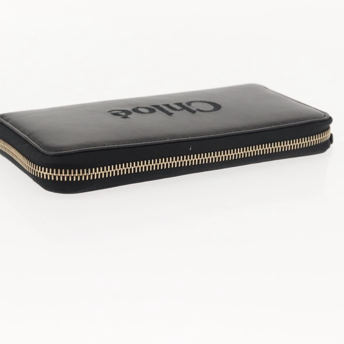 Chloe Sense Wallet Leather Black Auth 148478