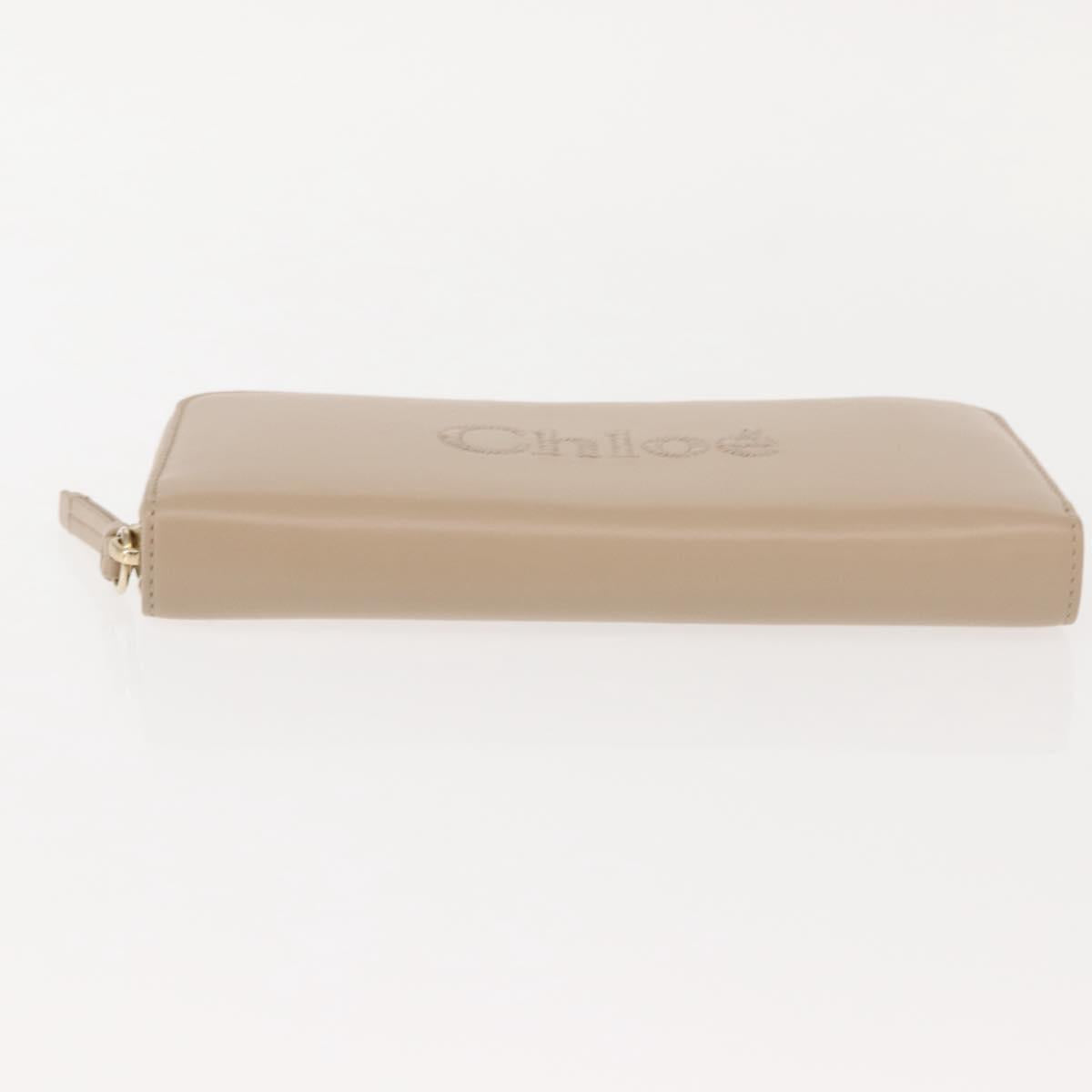 Chloe Sense Long Wallet Leather Beige Auth 148479