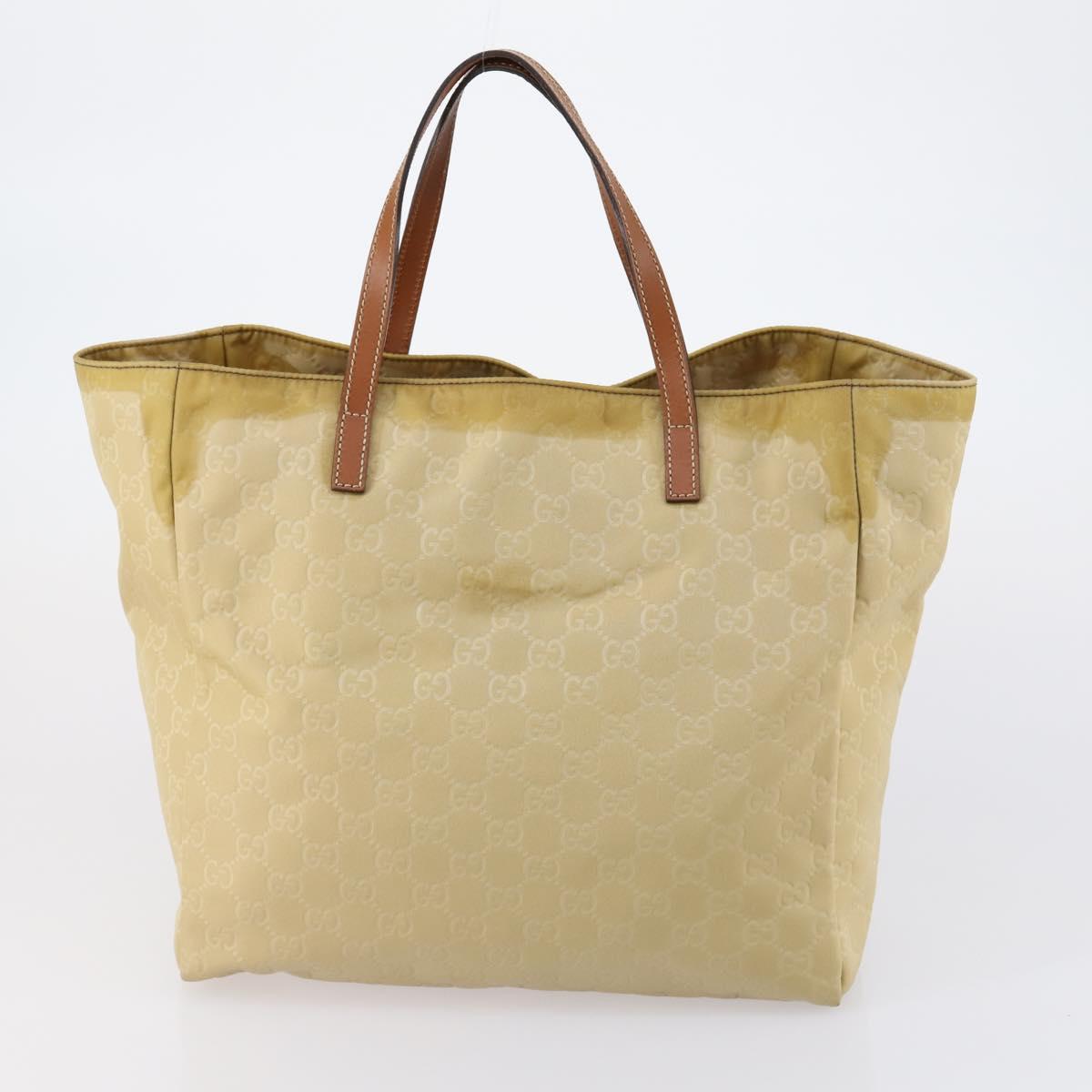 GUCCI GG Canvas Tote Bag Nylon Leather 2 Set Beige Auth 148483